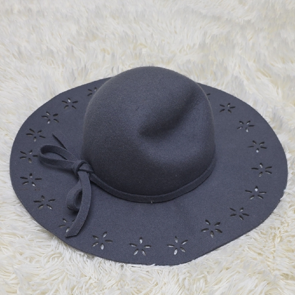 Betsey Johnson Charcoal Wide Brim Hat